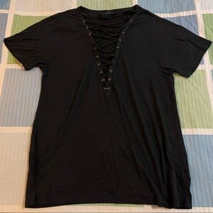 Express Black Lace Up T Shirt
